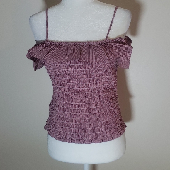 BB Dakota Smocked Ruffled Cotton Crop Top Size L - Picture 4 of 8